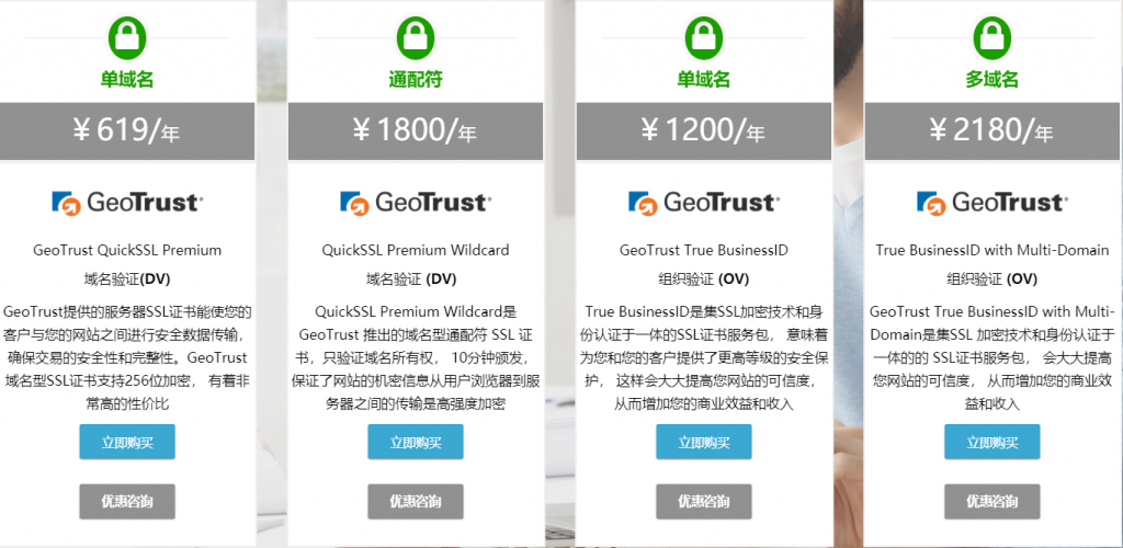 GeoTrust SSL证书价格